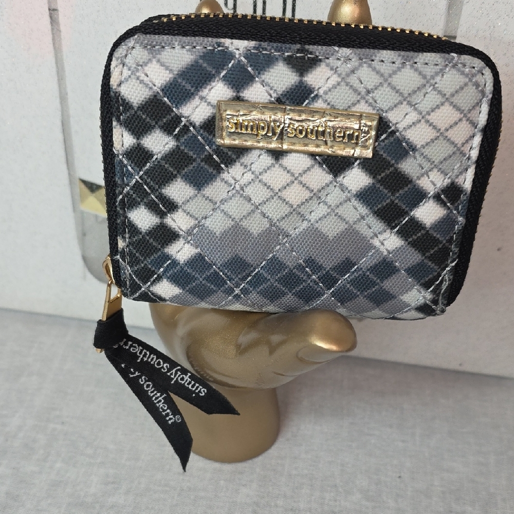 Simply Southern Checkered Wallet with Gold Detail
